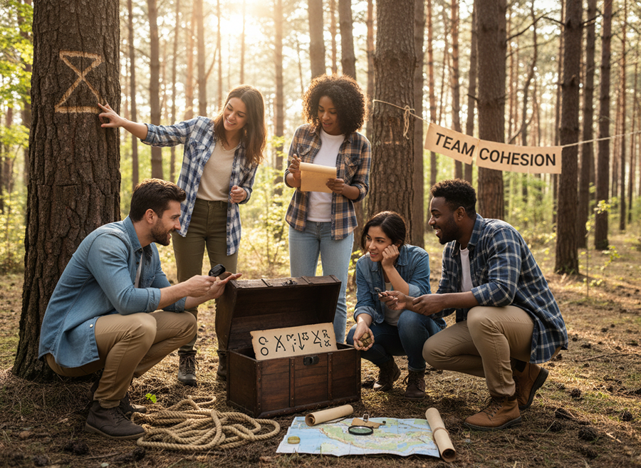 Photo Team building énigme entreprise cohésion de groupe Fôret Eure Normandie - Rev'Eure 27