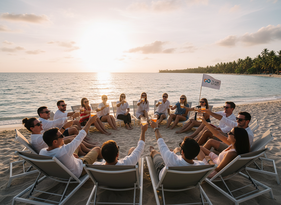 Photo groupe entreprise Team building plage en Normandie Deauville Cabourg - Rev'Eure 27
